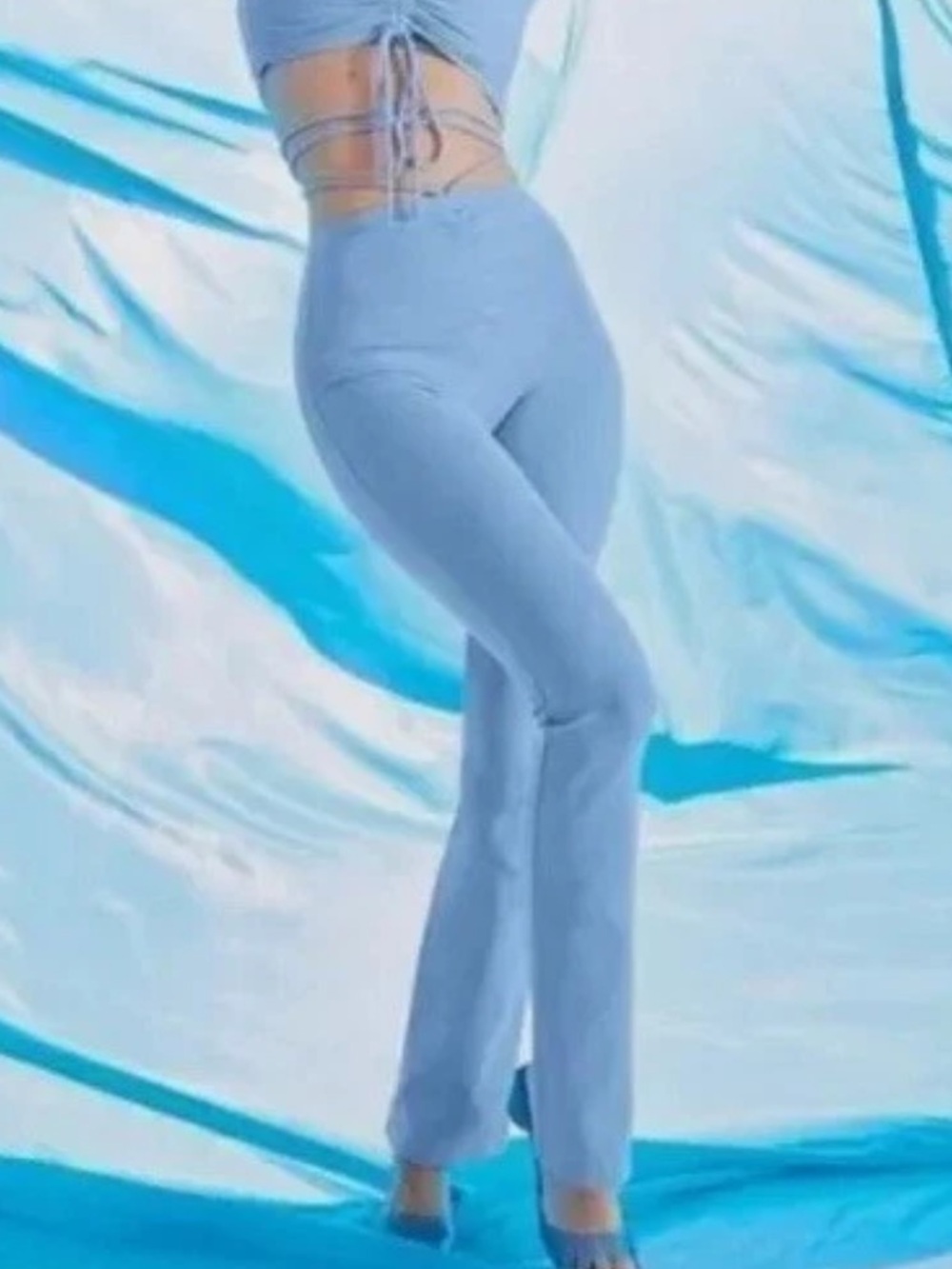 Alo Women's Ab High Waist Cinch Flare Legging Tile Blue Xs Like new